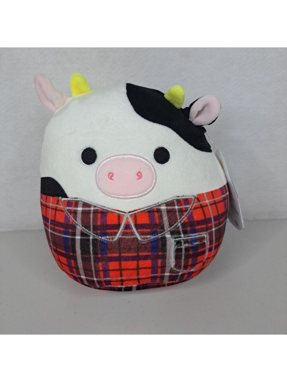 Squishmallows 7" Connor the Cow Flannel Fall Plaid Harvest Stuffed 2022 NEW NWT